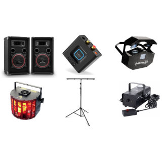 Pack Sono & Lumières Tout-en-Un - Derby, Scan, Enceintes 200W & Fumée